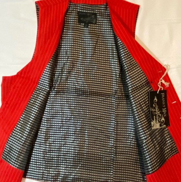 XL Franky Max - Men’s Casual Vest Embroidered Front & Back Red - Picture 10 of 10